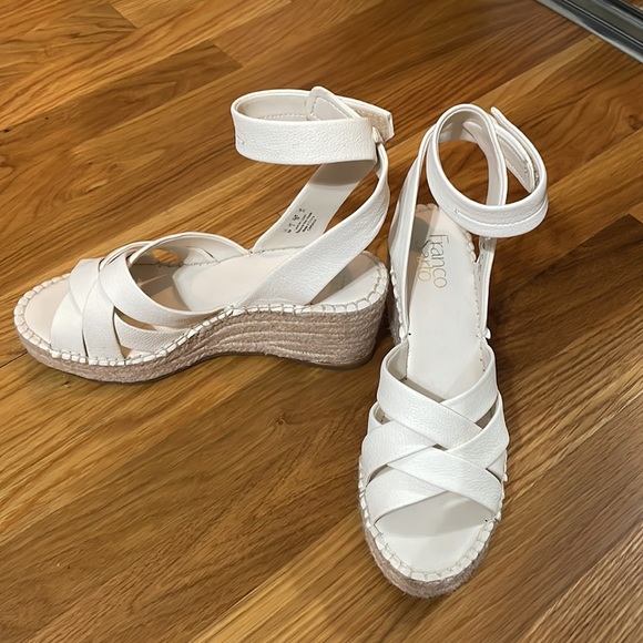 Franco Sarto White Wedge Sandals - Picture 2 of 4
